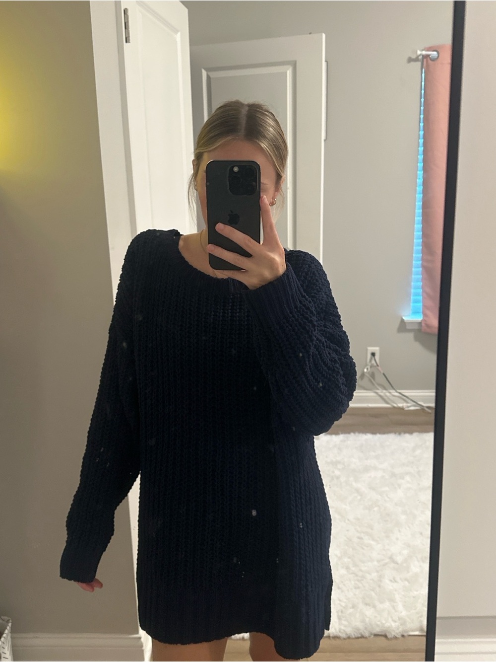 American Eagle Outfitters Navy Chunky Crewneck Sweater Dress